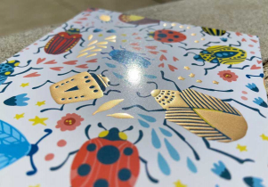 Pelliculage brillant + dorure gold mat
